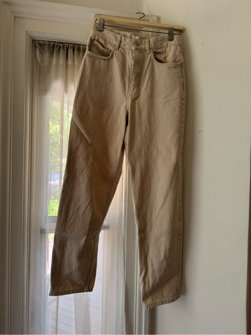 KOTN Natural/Ecru High-Rise Button Jeans